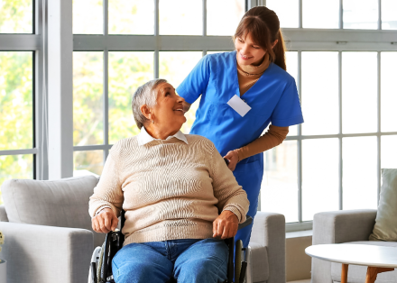 caregiver checking senior